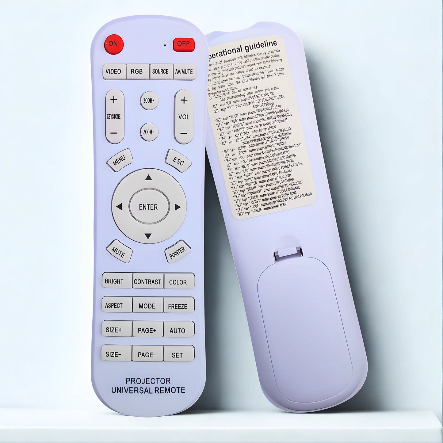 Beamer Fernbedienung Set Universal – Vorder- und Rückseite, passend für Samsung, Epson, Sony, BenQ, Panasonic, Philips, Acer, NEC und weitere Beamer