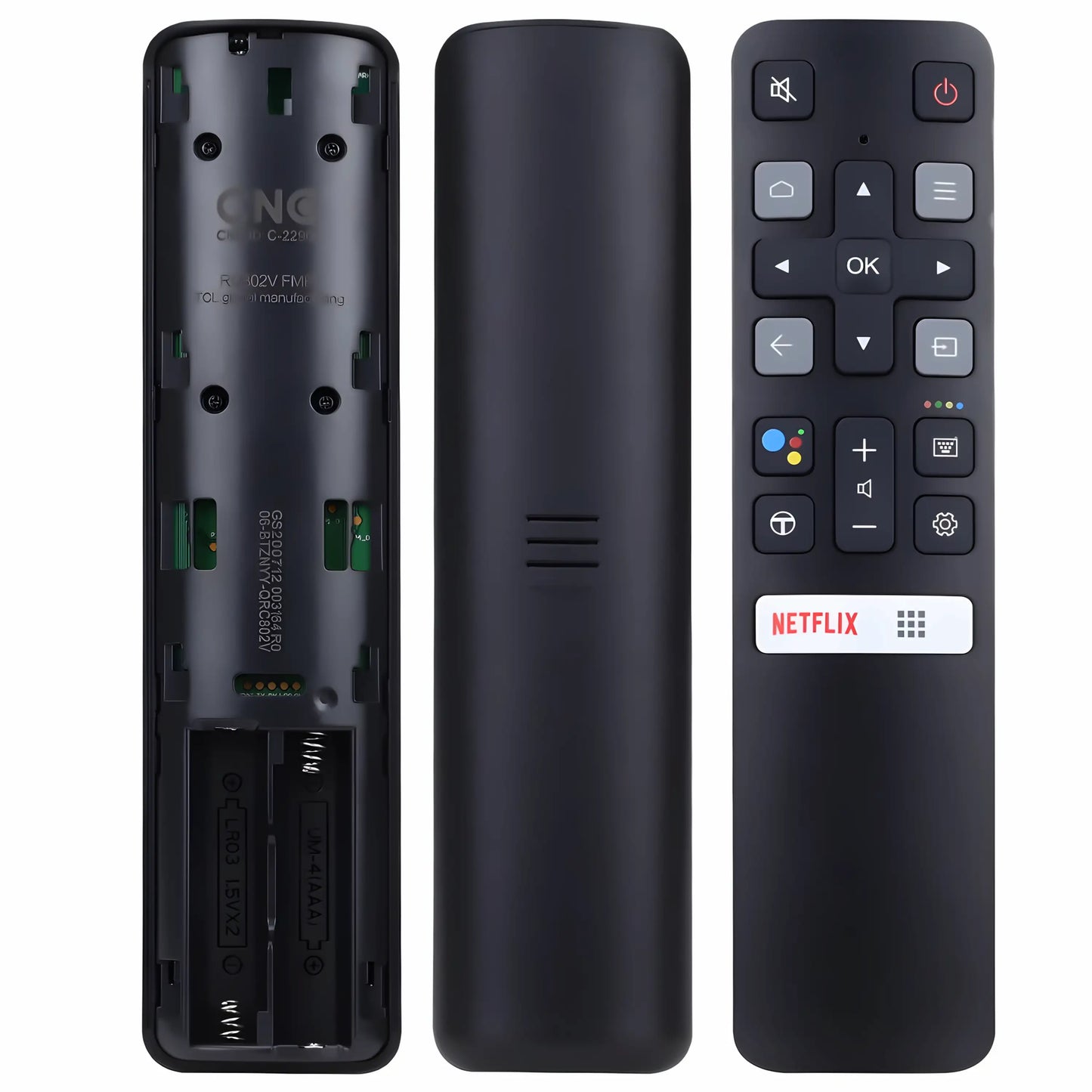 TCL RC802V Ersatz Fernbedienung mit geöffnetem Batteriefach – Bluetooth- und Sprachsteuerung, passend für TCL 55EP680 und 50EP660