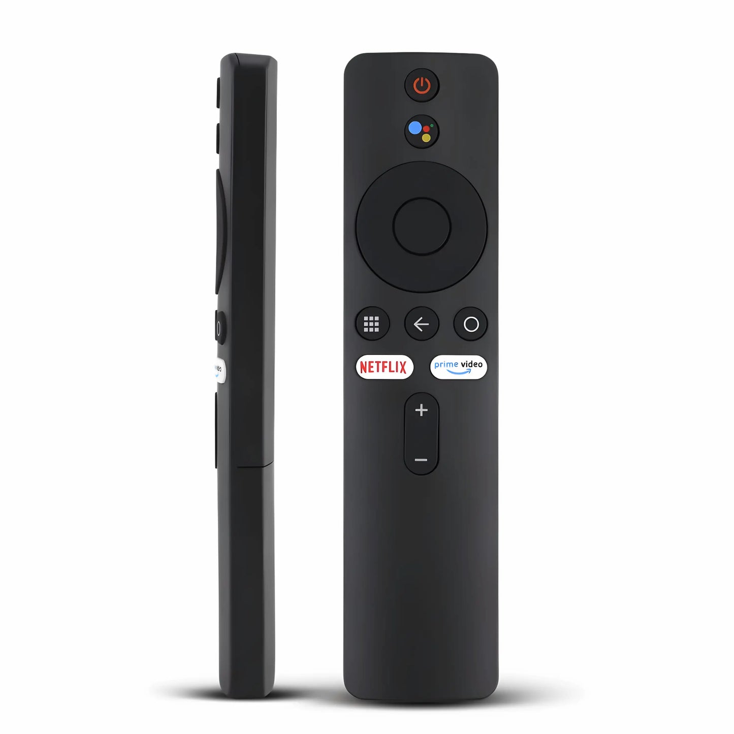 Xiaomi XMRM-006 Ersatz Fernbedienung für Mi Box. Zeigt die Vorderseite und das schlanke Seitenprofil.