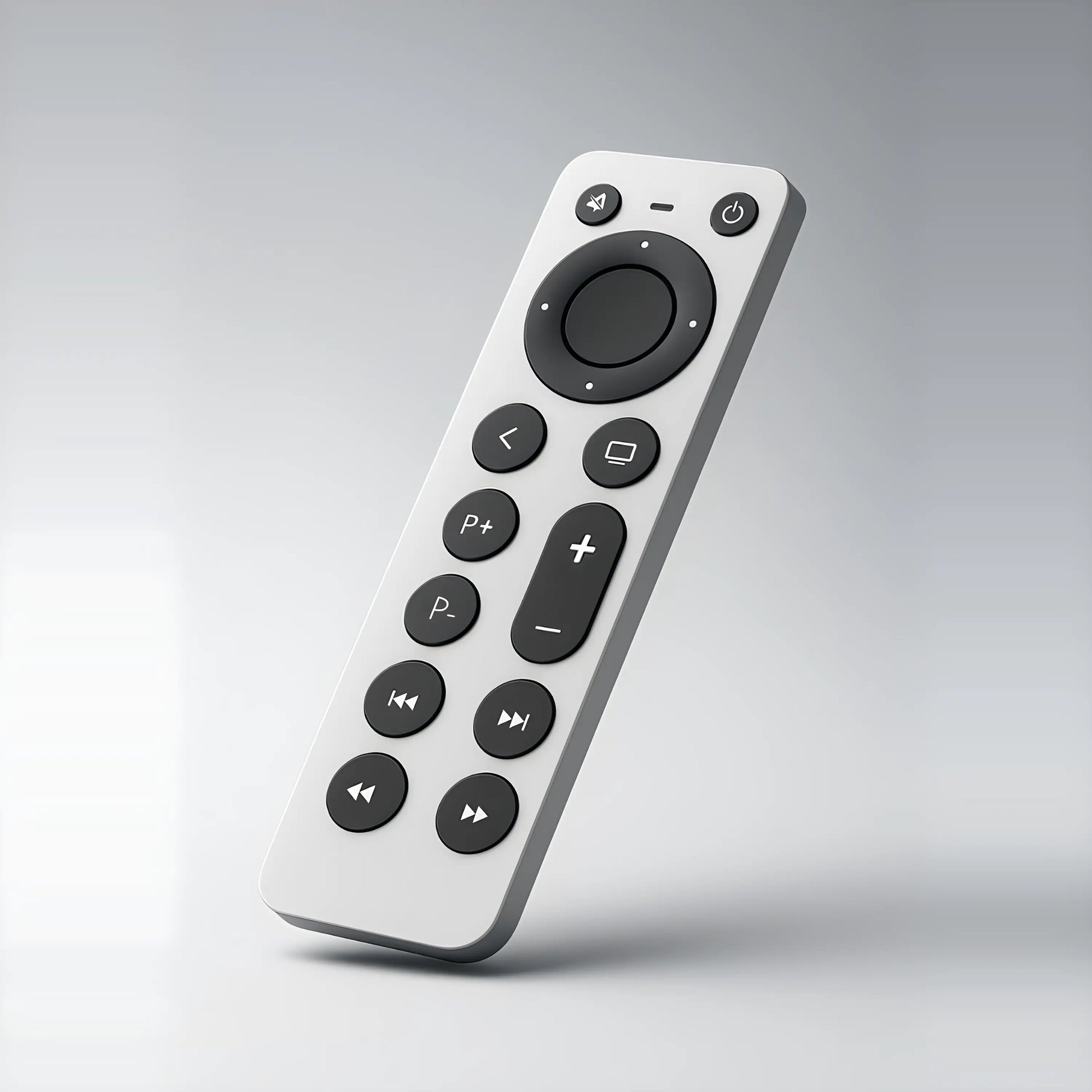 Apple TV Universal Fernbedienung – kompatibel mit allen Generationen von Apple TV, einschließlich A2843, A2737, A2169, A1842, A1625, A1427, A1469, A1378 und A1218 – modernes, schlankes Design in Silber-Schwarz für präzise Steuerung