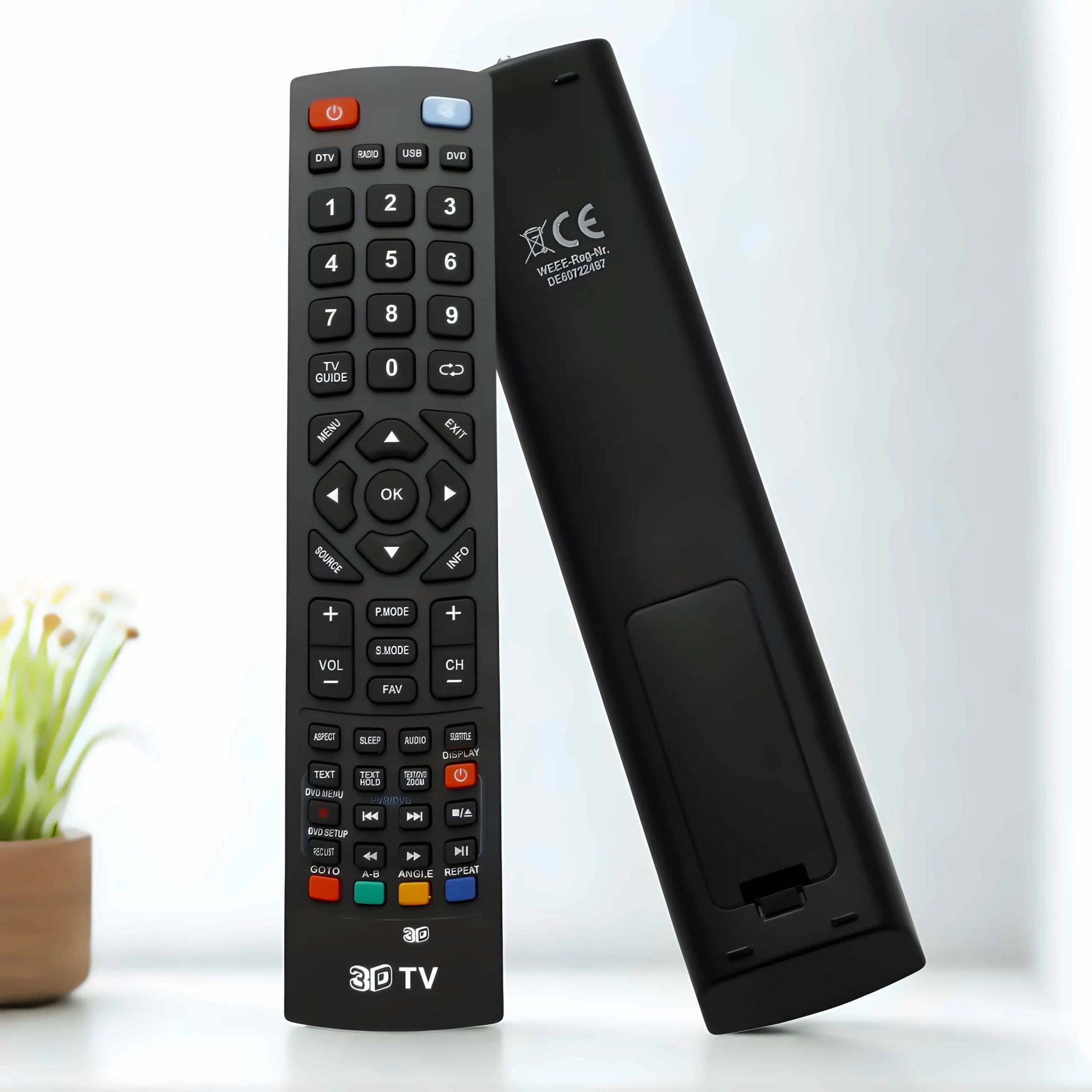 Blaupunkt BLA40-133 Ersatz Fernbedienung für 3D TV - Vorder- und Rückseite mit CE-Kennzeichnung und Batteriefach, kompatibel mit Blaupunkt LCD LED 3D Smart TV Modellen, keine Programmierung erforderlich