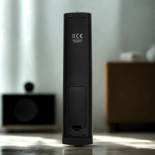 Blaupunkt Fernbedienung BLA40-133 Rückseite mit geöffnetem Batteriefach - CE-zertifiziert WEEE-konform, benötigt 2x AAA Batterien, sofort einsatzbereit ohne Setup für Blaupunkt 3D Smart TV