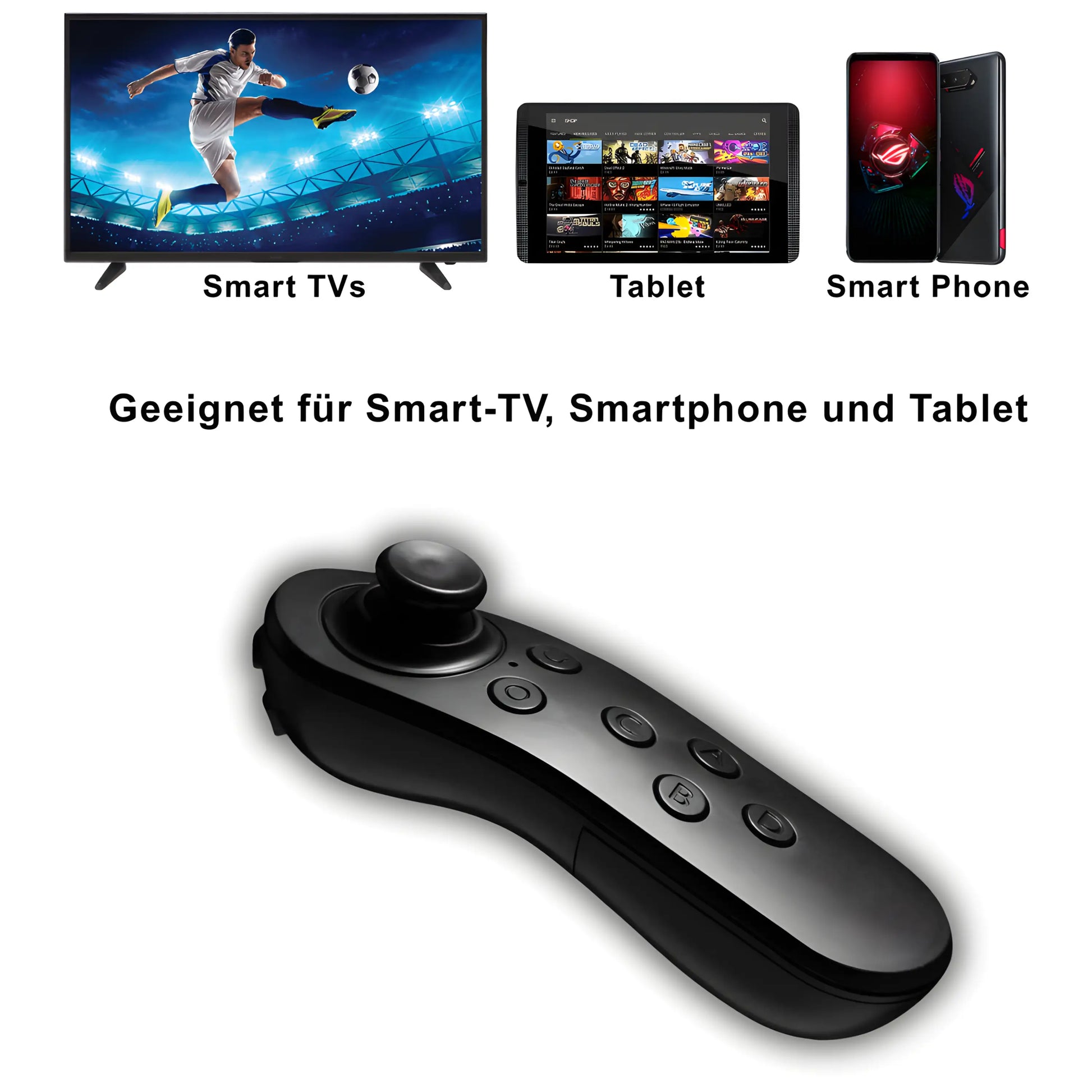 Universeller VR Bluetooth Gamepad Controller – geeignet für Smart-TV, Smartphone und Tablet – drahtloser Joystick für Android, iOS und Windows Geräte