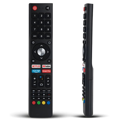 CHIQ Ersatz Fernbedienung GCBLTV02ADBBT im Detail. Vorder- und Seitenansicht mit Netflix Tasten.