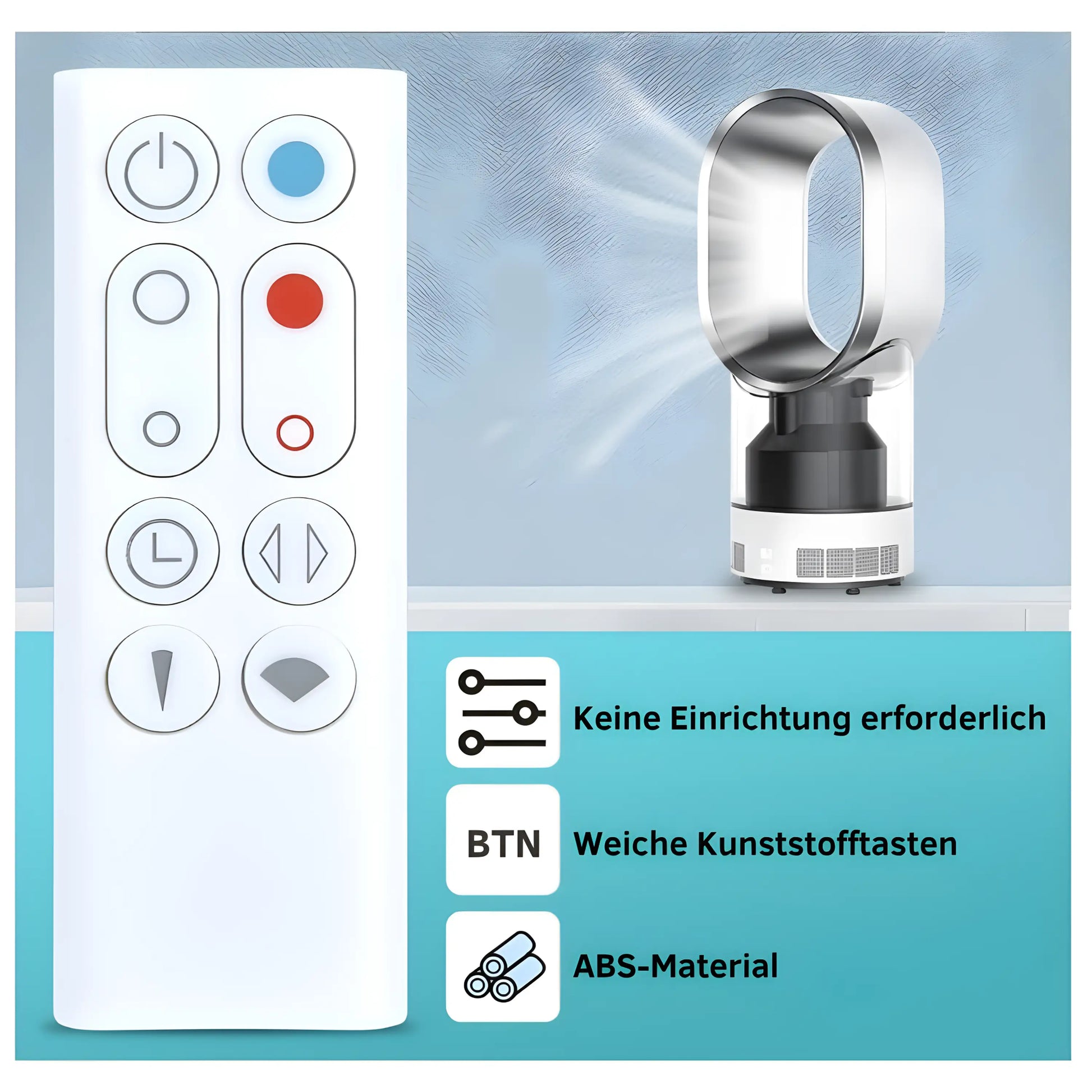 Dyson AM09 AM10 Ersatz Fernbedienung. Keine Einrichtung erforderlich, mit weichen Kunststofftasten und ABS-Material.