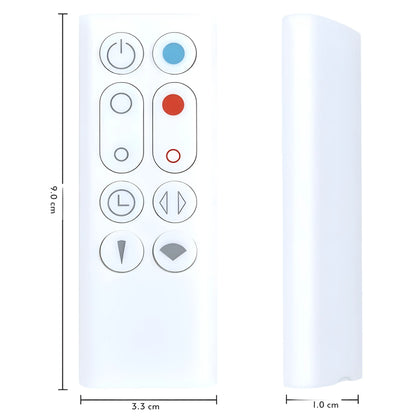 Dyson AM09 AM10 Ersatz Fernbedienung Masse: 9.0 cm Länge, 3.3 cm Breite und 1.0 cm Tiefe.