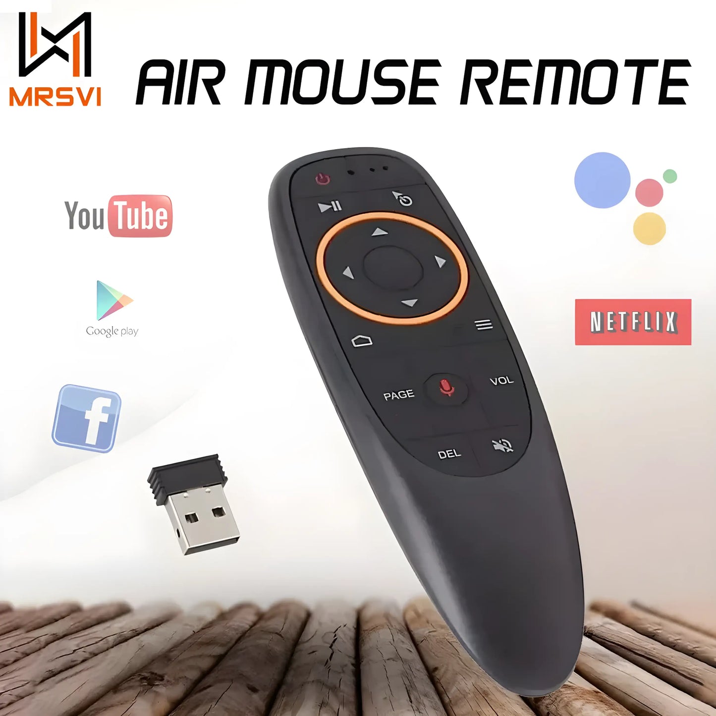 G10S Air Mouse Remote – kabellose Fernbedienung mit USB-Empfänger und Sprachsteuerung, kompatibel mit YouTube, Netflix und Google Play
