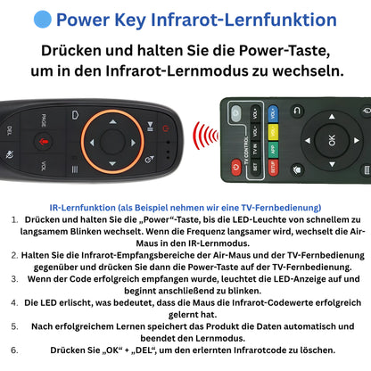 G10S Air Mouse Wireless Fernbedienung – Anleitung zur Power Key Infrarot-Lernfunktion für Android TV Box und Smart TV