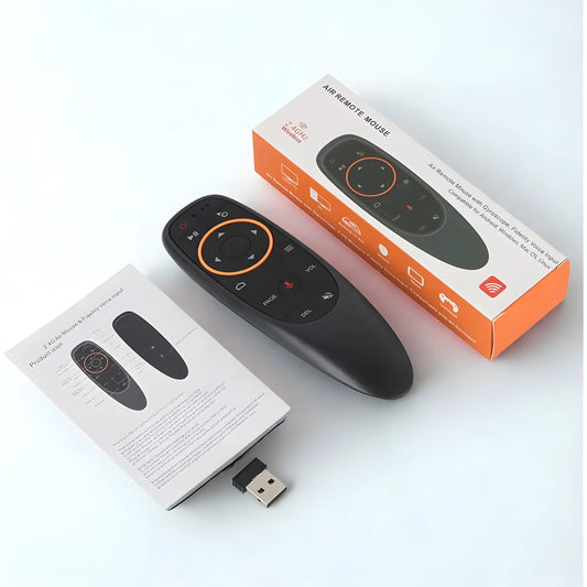 G10S Air Mouse Wireless Fernbedienung mit Verpackung, USB-Empfänger und Bedienungsanleitung – kompatibel mit Android TV Box und Smart TV