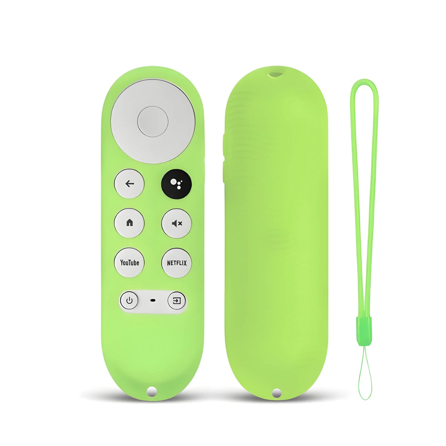 Hellgrüne Silikonhülle für die Google Chromecast 4K Sprachfernbedienung. Set mit Schutzhülle und passender Handschlaufe.