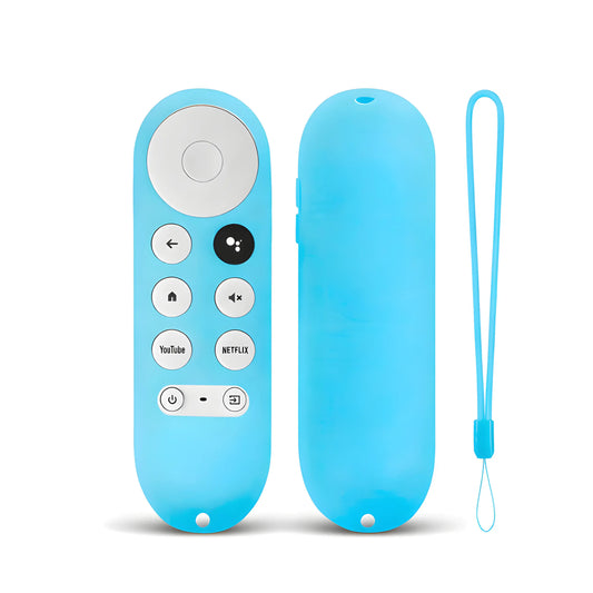 Türkisfarbene Silikonhülle für die Google Chromecast 4K Sprachfernbedienung. Set mit Schutzhülle und passender Handschlaufe.