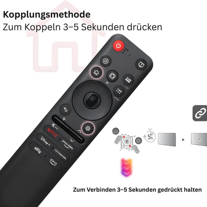 LG MR25GA Magic Ersatz Fernbedienung. Erläutert die Kopplungsmethode. 3–5 Sekunden die Home- und Zurück-Taste gedrückt halten zum Verbinden. Unterstützt AI.
