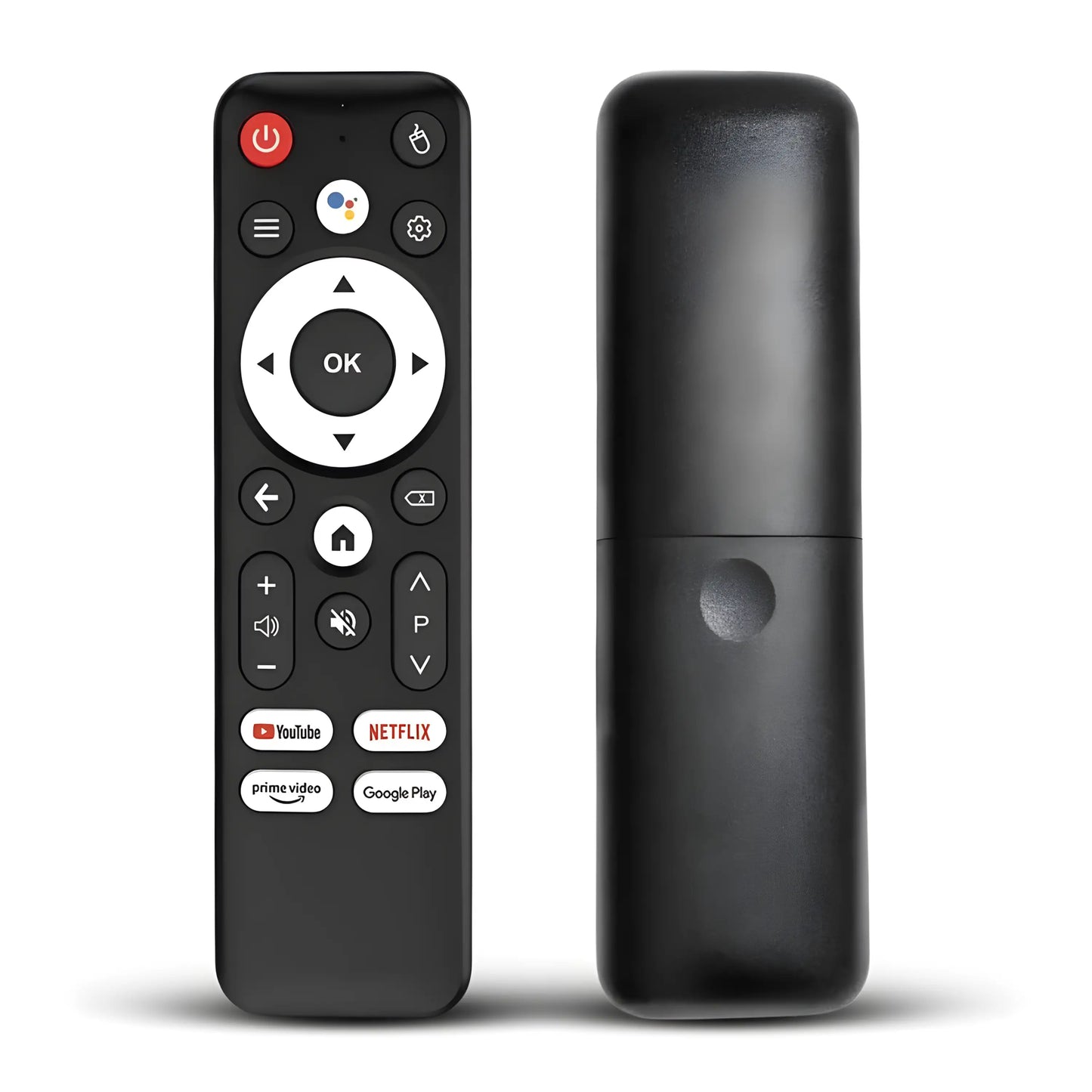 Bluetooth Sprachfernbedienung Vorder- und Rückseite für Mortal Android TV Box mit Google Assistant