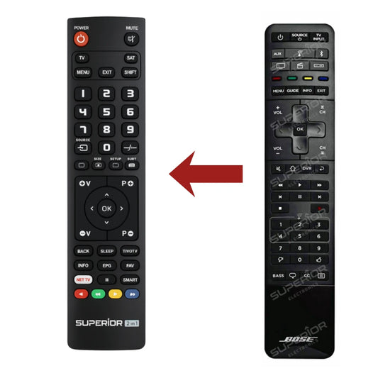 Vergleich der originalen Bose-Fernbedienung mit dem Ersatzmodell für SoundTouch 300.