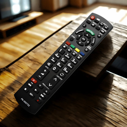 Panasonic N2QAYB000752 Ersatz Fernbedienung auf Holztisch im Wohnzimmer - Universal Remote Control für Viera LCD LED Plasma TV mit Internet und Viera Tools Button, sofort einsatzbereit ohne Programmierung