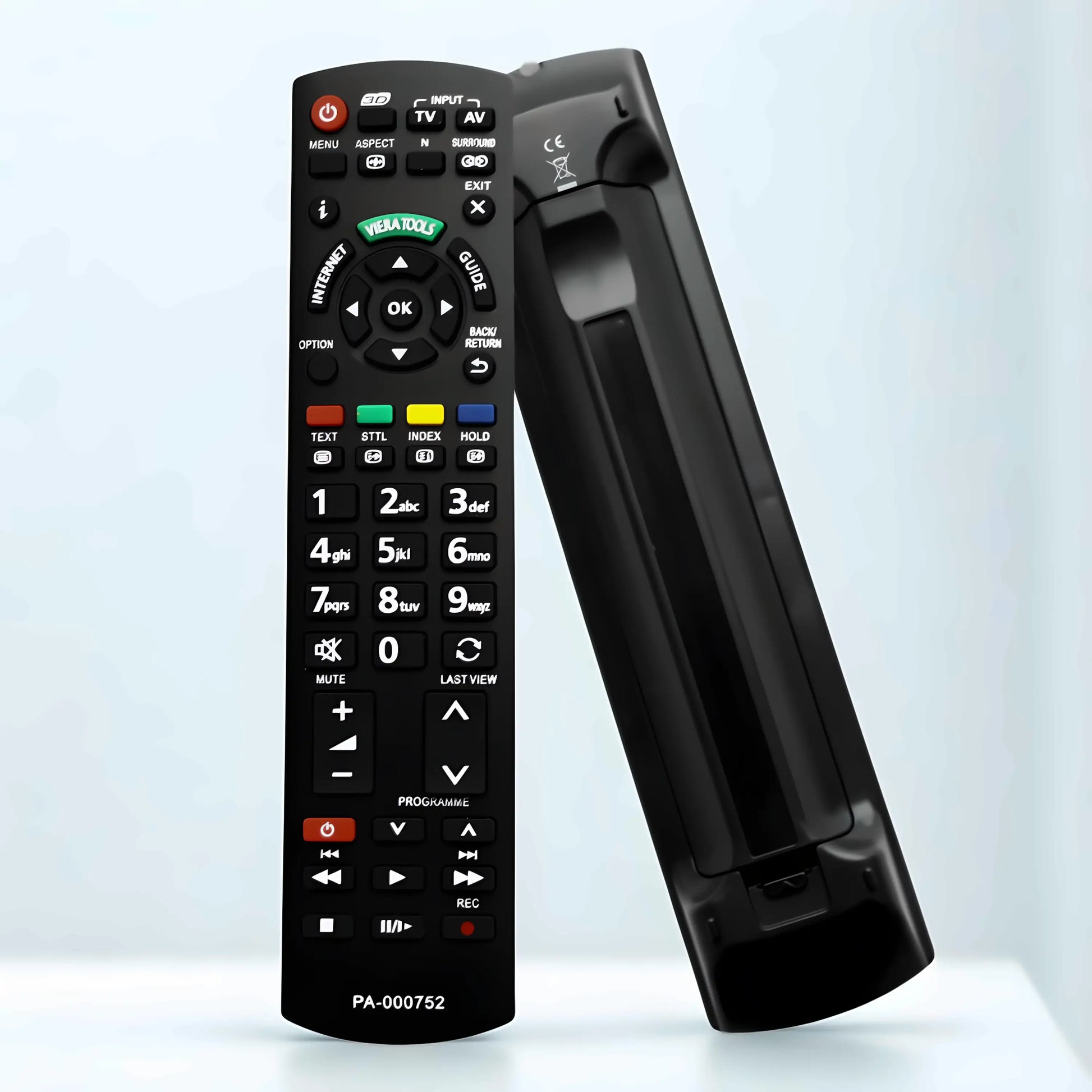 Panasonic PA-000752 Fernbedienung Vorder- und Rückseite - Original Ersatz Remote Control mit CE-Zertifizierung für TX-L32ET5, TX-L42ET5, TX-P42GT30, TX-P50UT50 und alle kompatiblen Viera TV Modelle