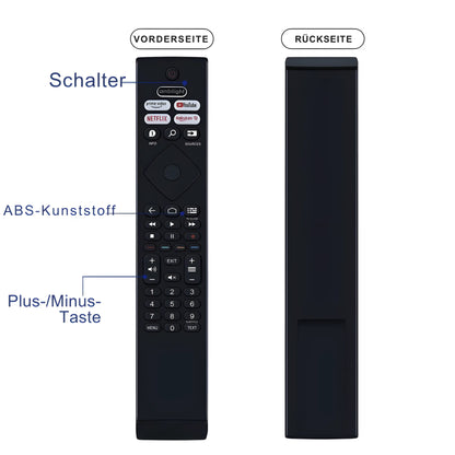 Philips BRC0984501 Ersatz Fernbedienung Vorder- und Rückseite mit ABS-Kunststoff Gehäuse.
