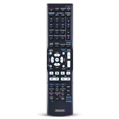 Pioneer AXD7534 Ersatz Fernbedienung für AV-Receiver. Frontansicht mit allen Tasten für Modelle wie VSX-519V und VSX-819H. Sofort einsatzbereit.