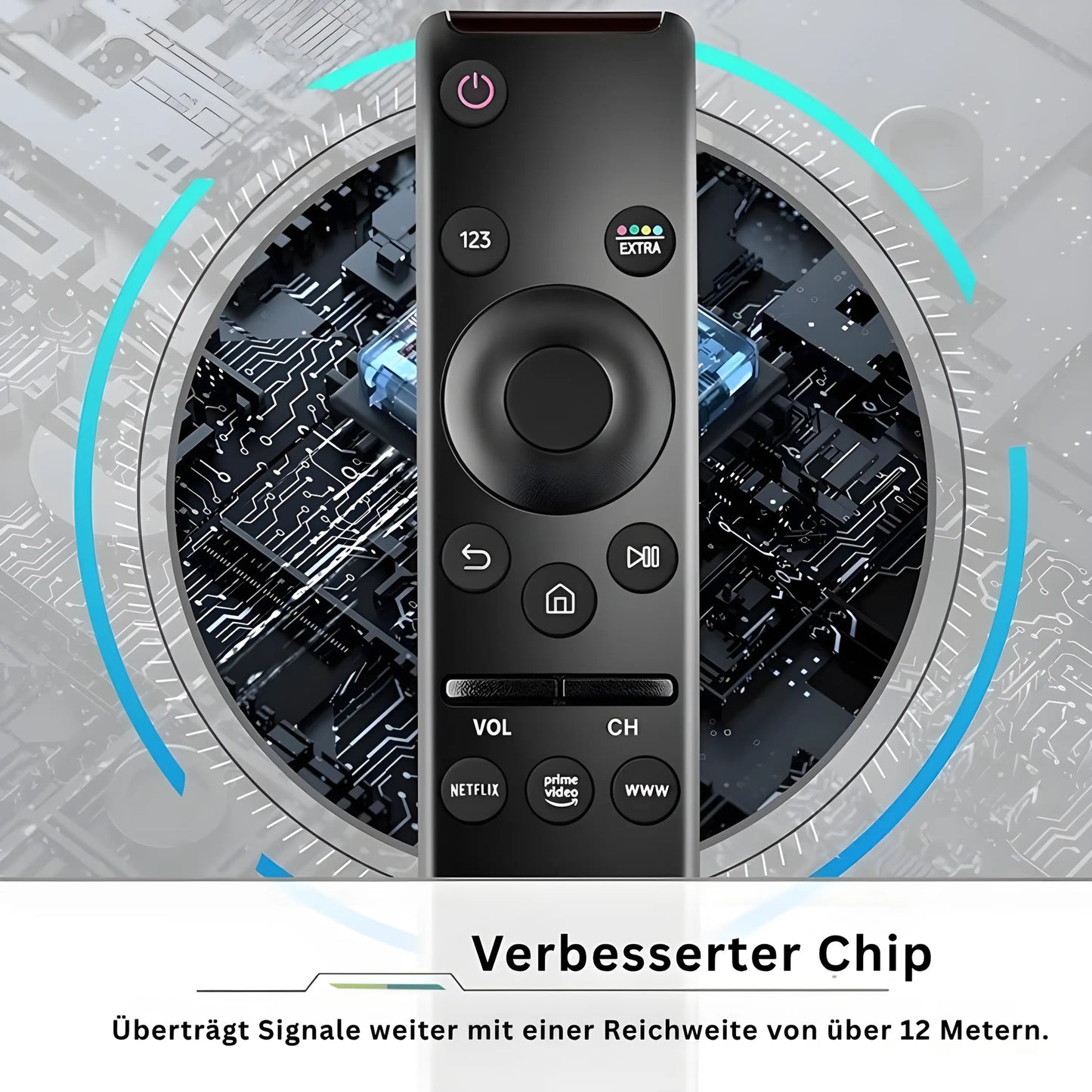 Samsung BN59-01312B Fernbedienung mit verbessertem Chip – stabile Signalübertragung mit über 12 Metern Reichweite