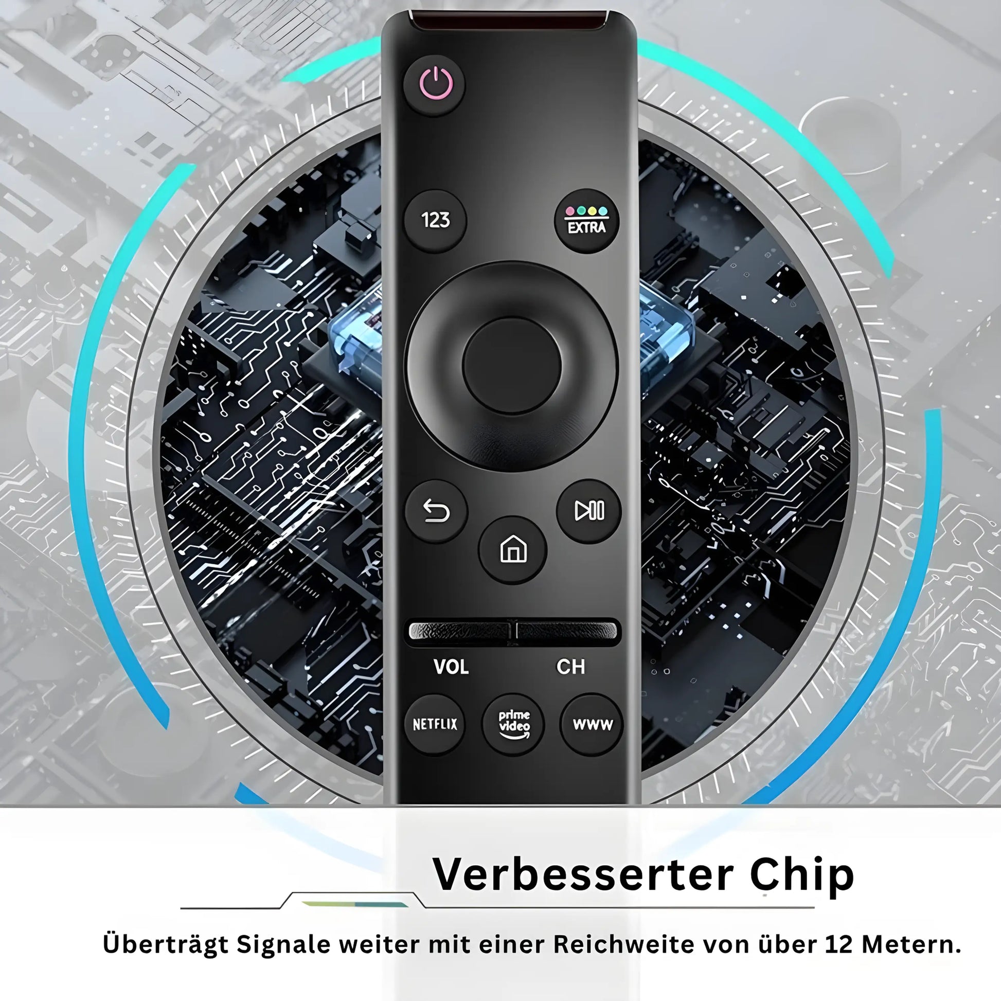 Samsung BN59-01312B Fernbedienung mit verbessertem Chip – stabile Signalübertragung mit über 12 Metern Reichweite