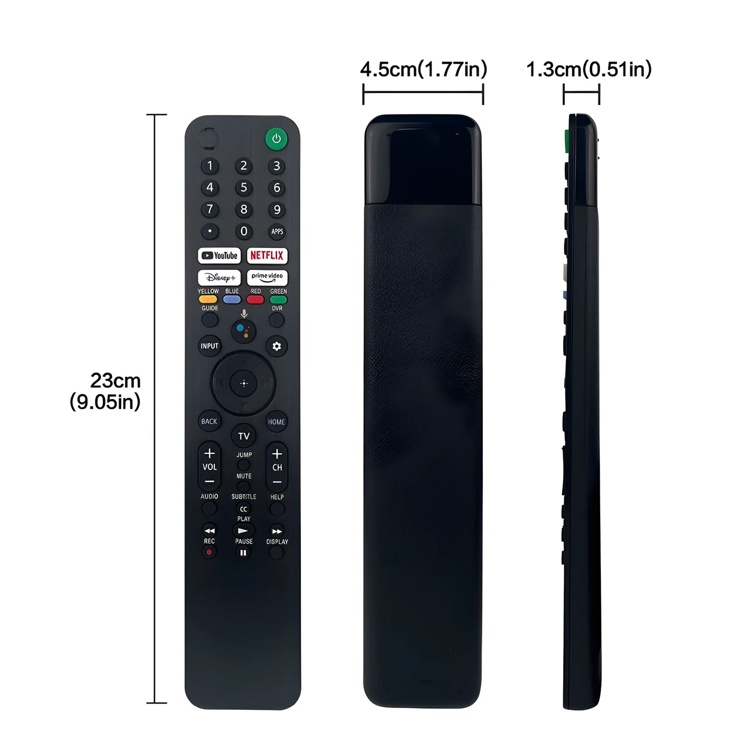 Sony RMF-TX520E Ersatzfernbedienung mit genauen Abmessungen – 23 cm Länge, 4.5 cm Breite, 1.3 cm Höhe, kompatibel mit Sony Bravia Google TV 4K