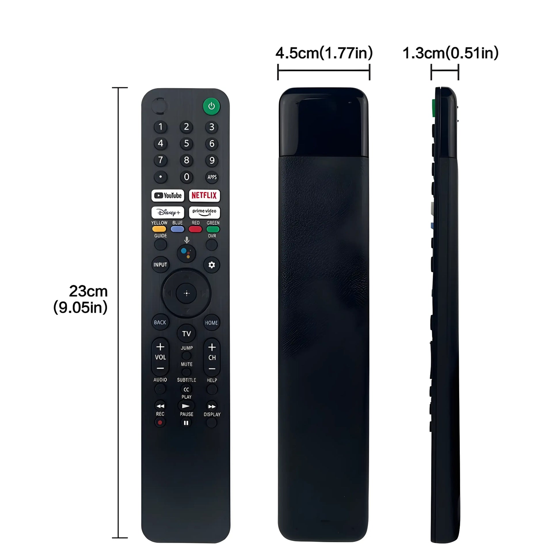 Sony RMF-TX520E Ersatzfernbedienung mit genauen Abmessungen – 23 cm Länge, 4.5 cm Breite, 1.3 cm Höhe, kompatibel mit Sony Bravia Google TV 4K