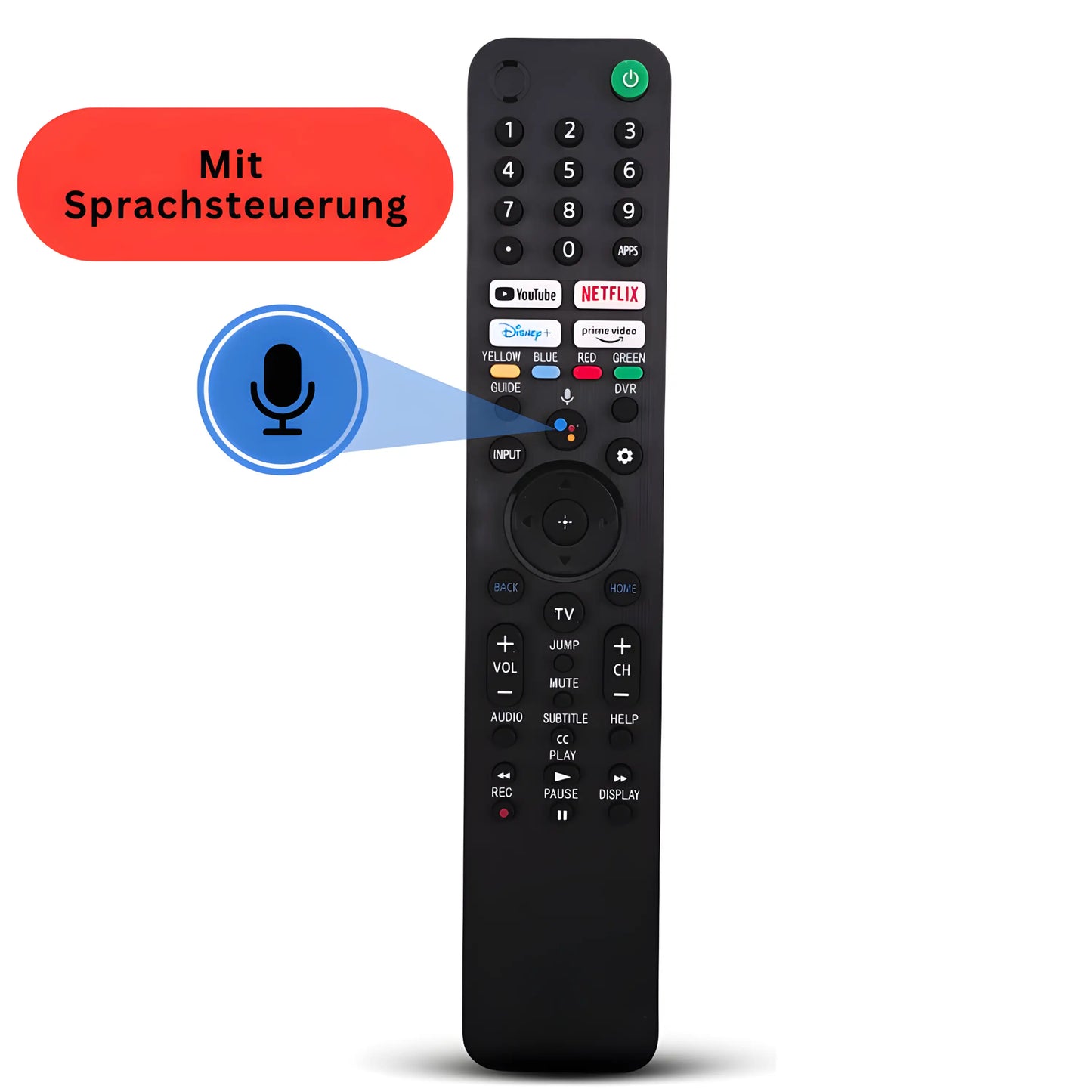 Sony RMF-TX520E Ersatzfernbedienung mit Sprachsteuerung – kompatibel mit Sony Bravia Google TV 4K, unterstützt Netflix, YouTube und Prime Video Tasten