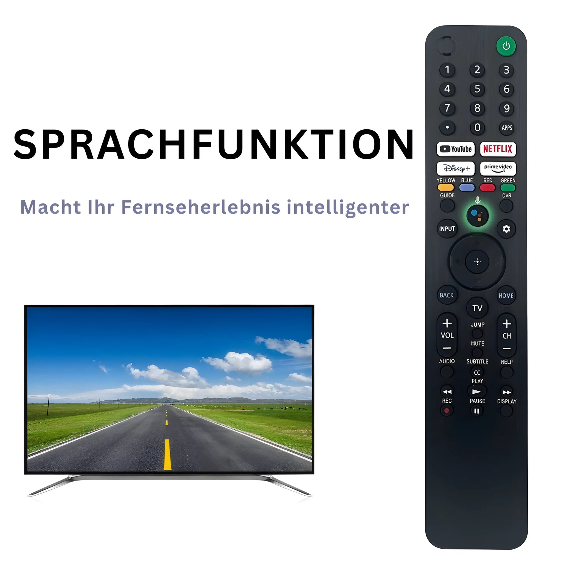 Sony RMF-TX520E Sprachfernbedienung mit Sprachfunktion – macht das Fernseherlebnis intelligenter, kompatibel mit Sony Bravia Google TV 4K und Smart LED/LCD Modellen
