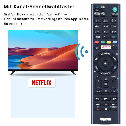 Sony RMT-TX100D Ersatzfernbedienung für Bravia KD (4K) und KDL (HD) Android Smart TVs – mit Netflix-Schnellwahltaste und direktem Zugriff auf Lieblingsinhalte