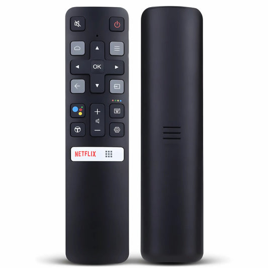 TCL RC802V Bluetooth Fernbedienung Vorder- und Rückansicht – mit Sprachsteuerung, Netflix-Taste und ergonomischem Design für TCL 55EP680 / 50EP660