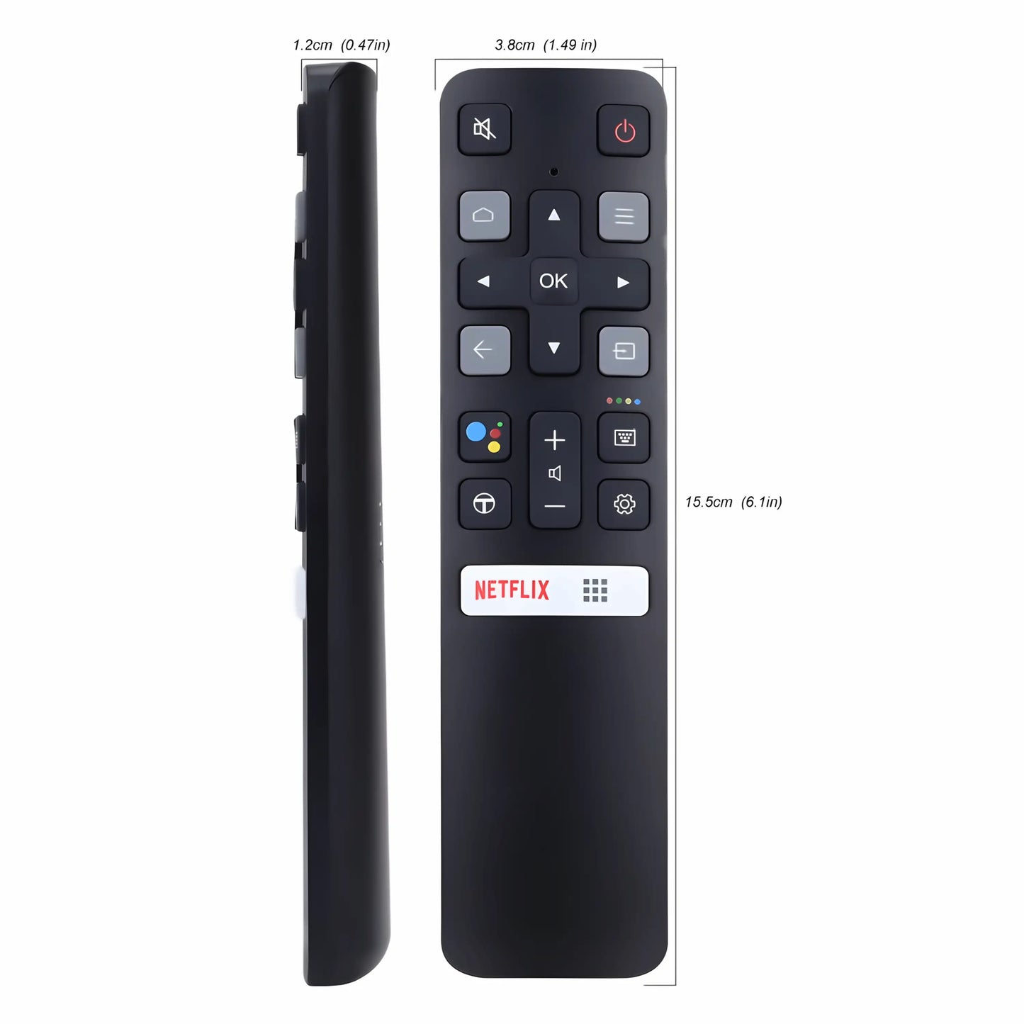 TCL RC802V Ersatz Fernbedienung mit Bluetooth und Sprachsteuerung – kompakte Maße, passend für TCL 55EP680 und 50EP660