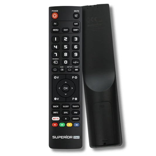 Superior Ersatzfernbedienung für Luxman, Vorder- und Rückseite.