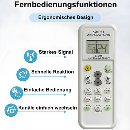 Fernbedienungsfunktionen der Universal Klimaanlagen Fernbedienung. Ergonomisches Design, schnelles Signal und einfache Bedienung.