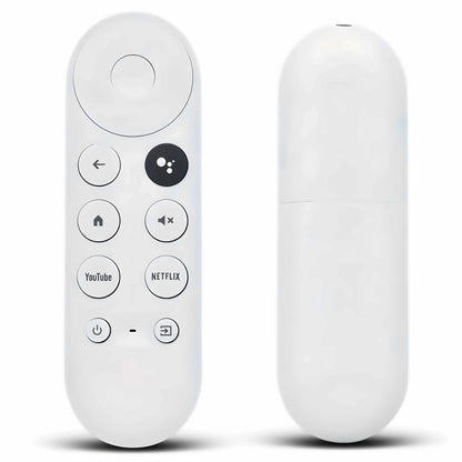 Vorder- und Rückansicht der G9N9N Ersatzfernbedienung für Google Chromecast 4K HD – ergonomisches Design mit YouTube, Netflix und Google Assistant Tasten